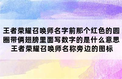 王者荣耀召唤师名字前那个红色的圆圈带俩翅膀里面写数字的是什么意思 王者荣耀召唤师名称旁边的图标